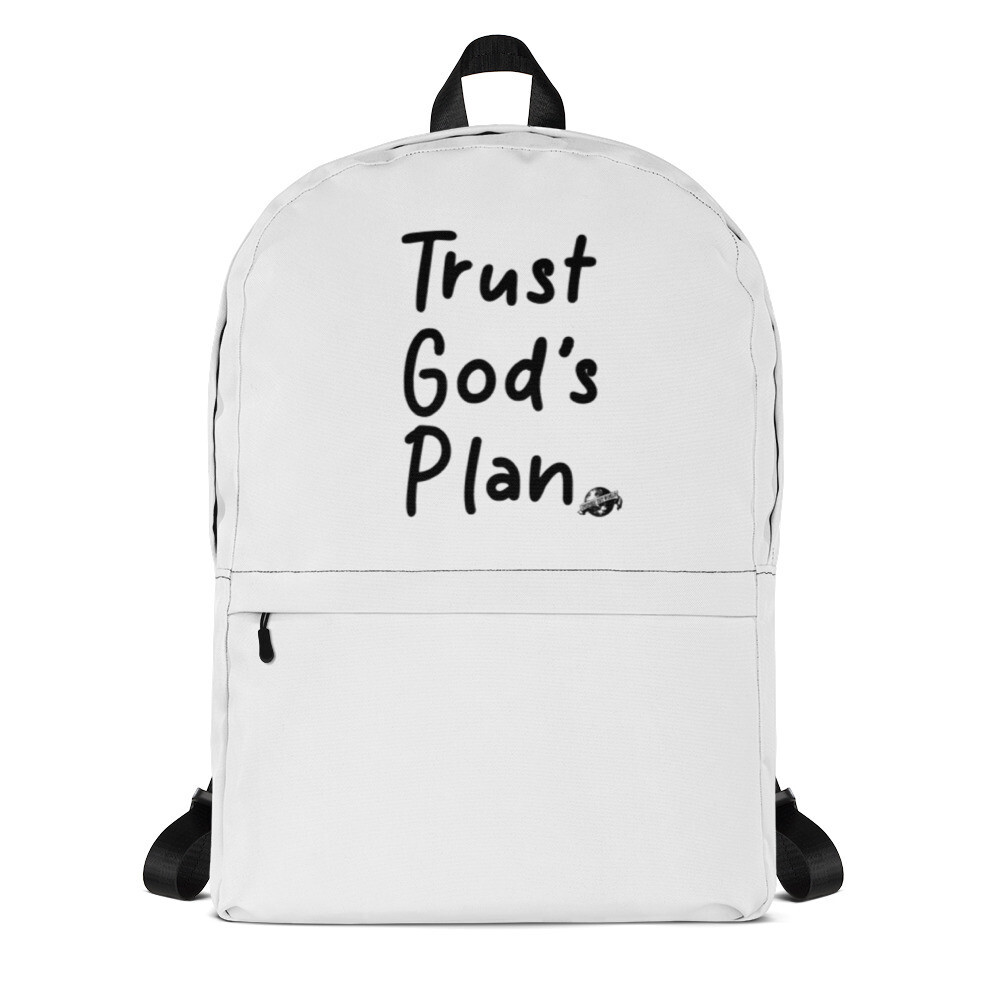 White Trust God&#39;s Plan Backpack