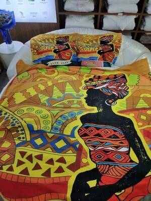African themed 3D print duvet and pillow sets! K,Q,DD