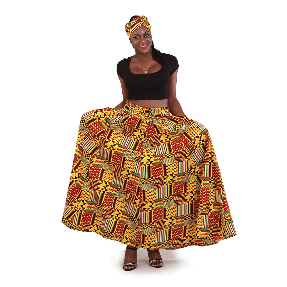 Patchwork Kente Long Skirt