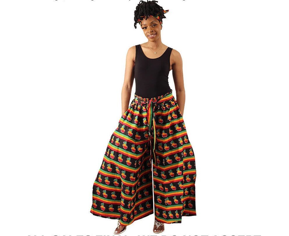 Pan African Palazzo Pants Sideways Print and Headscarf