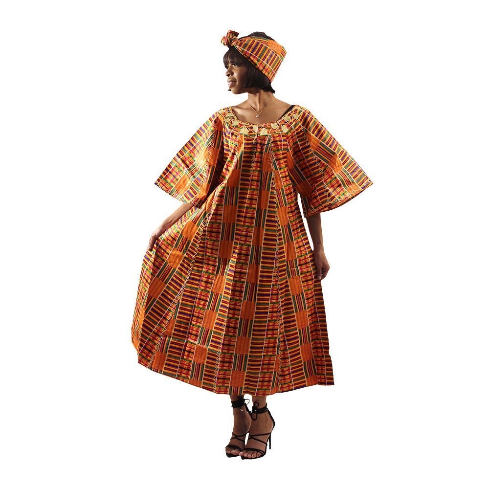 Kente Umbrella Dress &amp; Head-Wrap