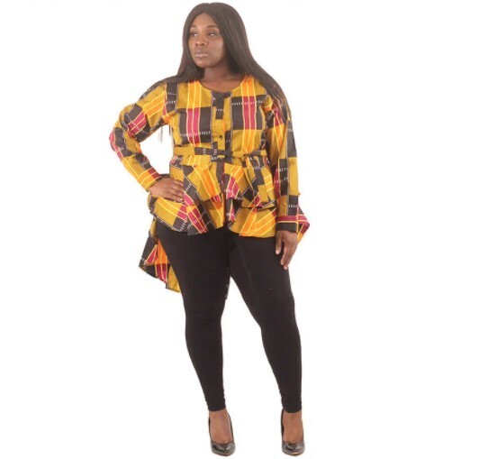 Kente #3 Hi-Lo Peplum Top