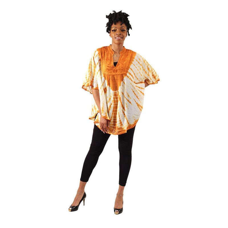 Tie Dye Embroidered Poncho