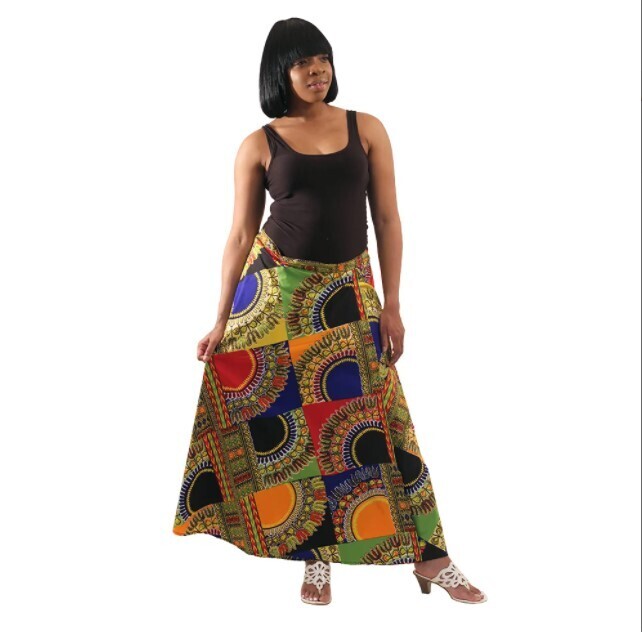 Trad Patch Print Wrap Skirt