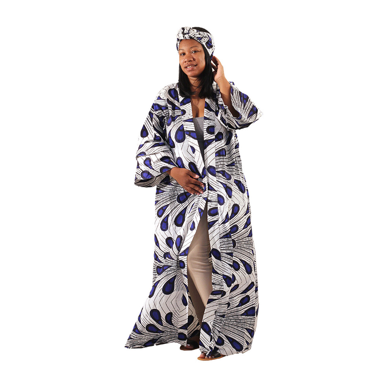 African Print Long Kimono