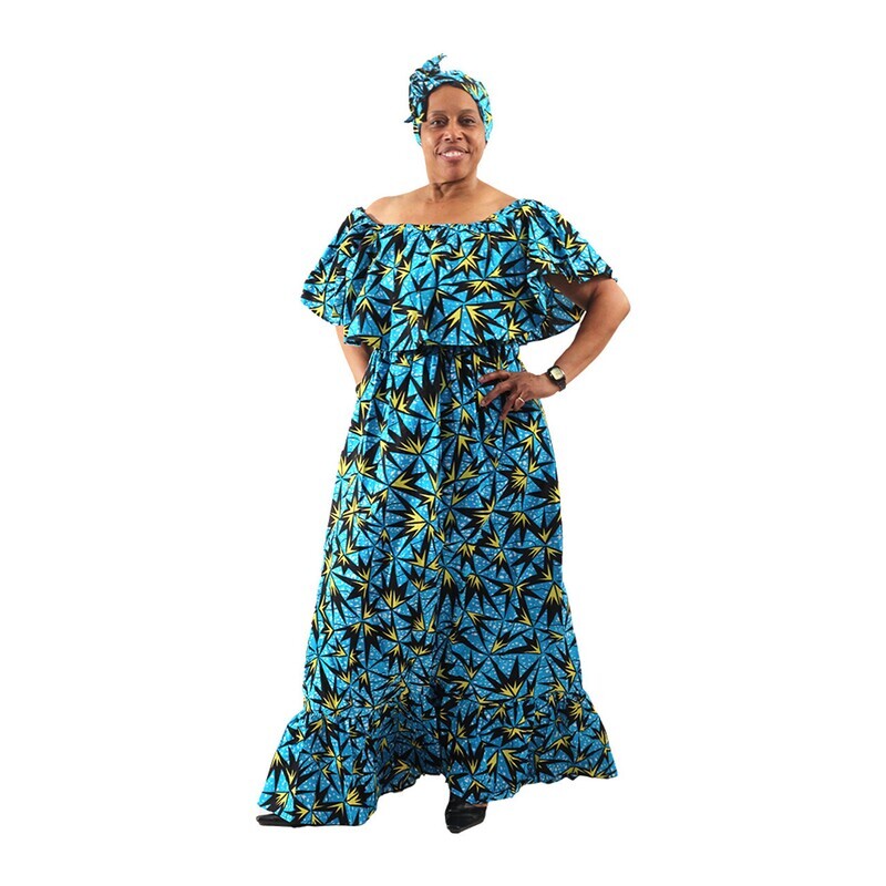 African Print Ruffled Smock