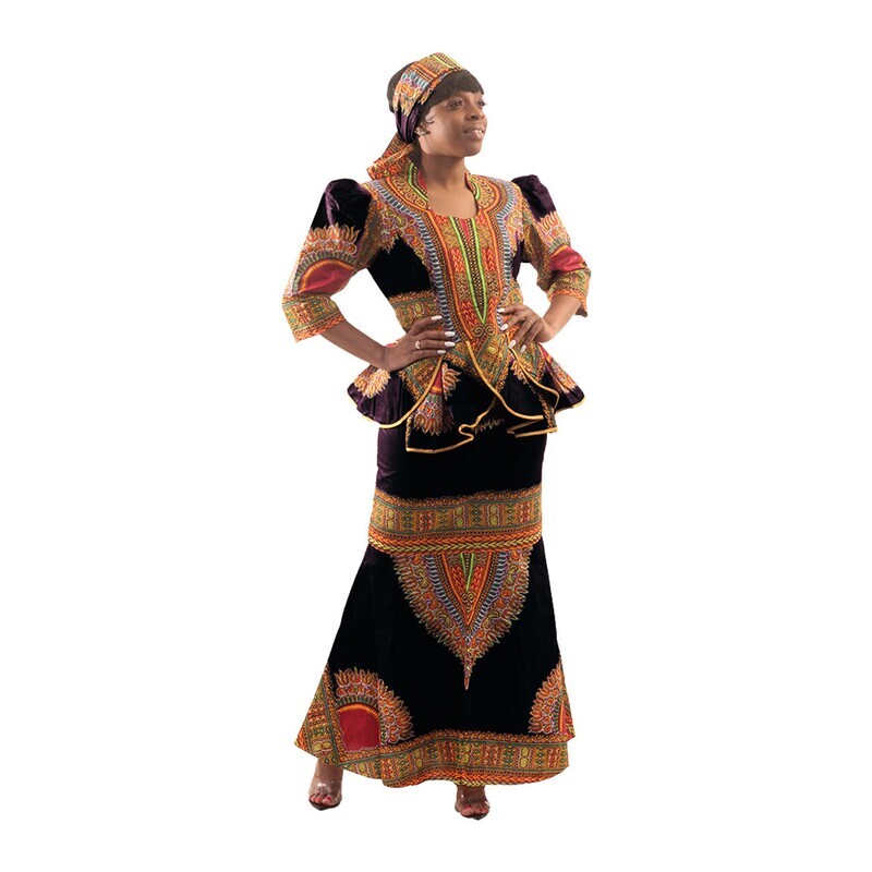 traditional   print  luxury skirt 3 piece set