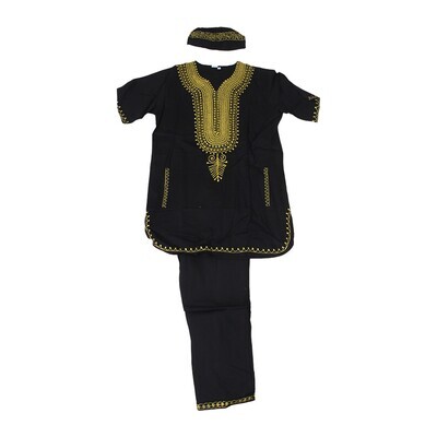 Gold Embroidered Pants Set with matching hat