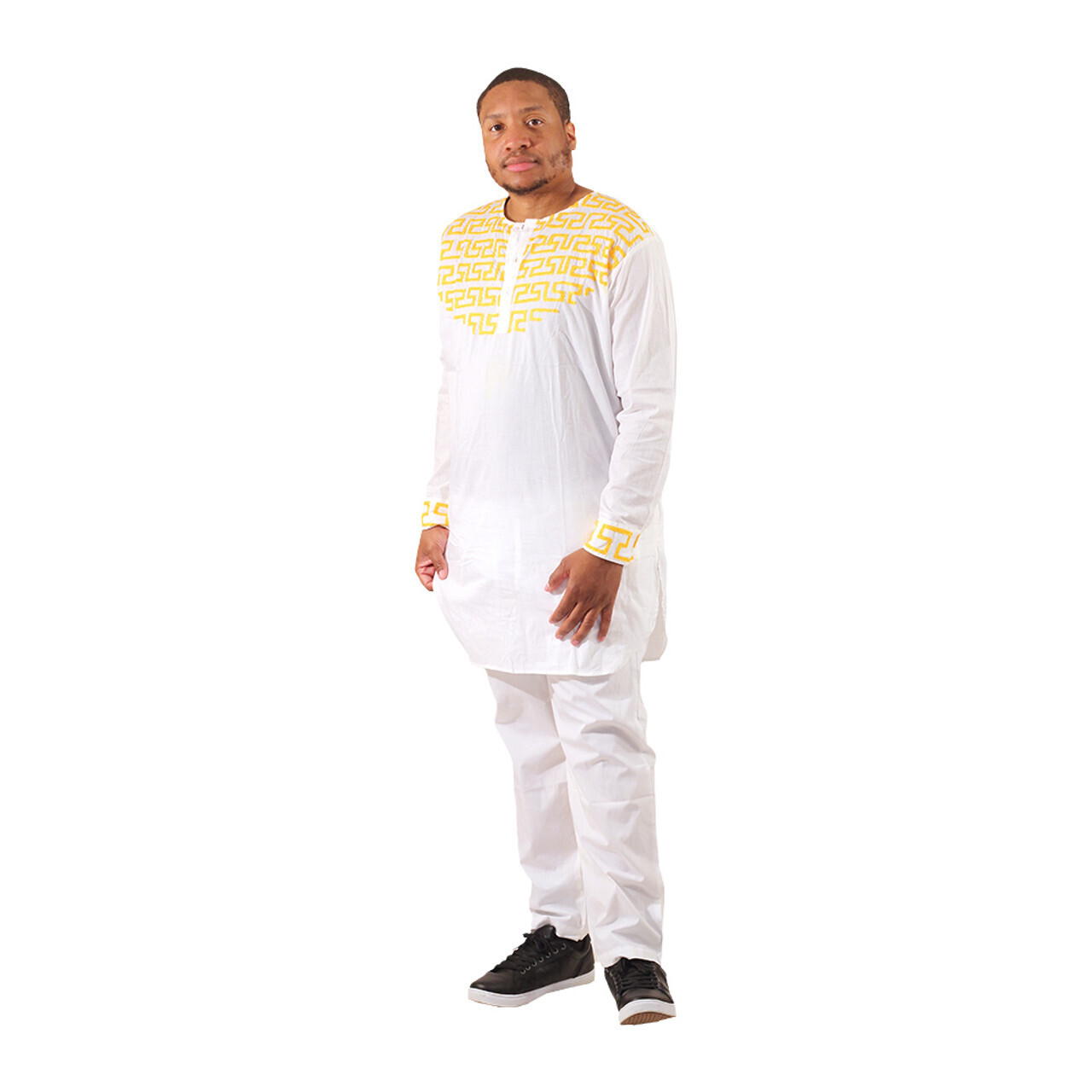 white luxury pants set with matching  hat