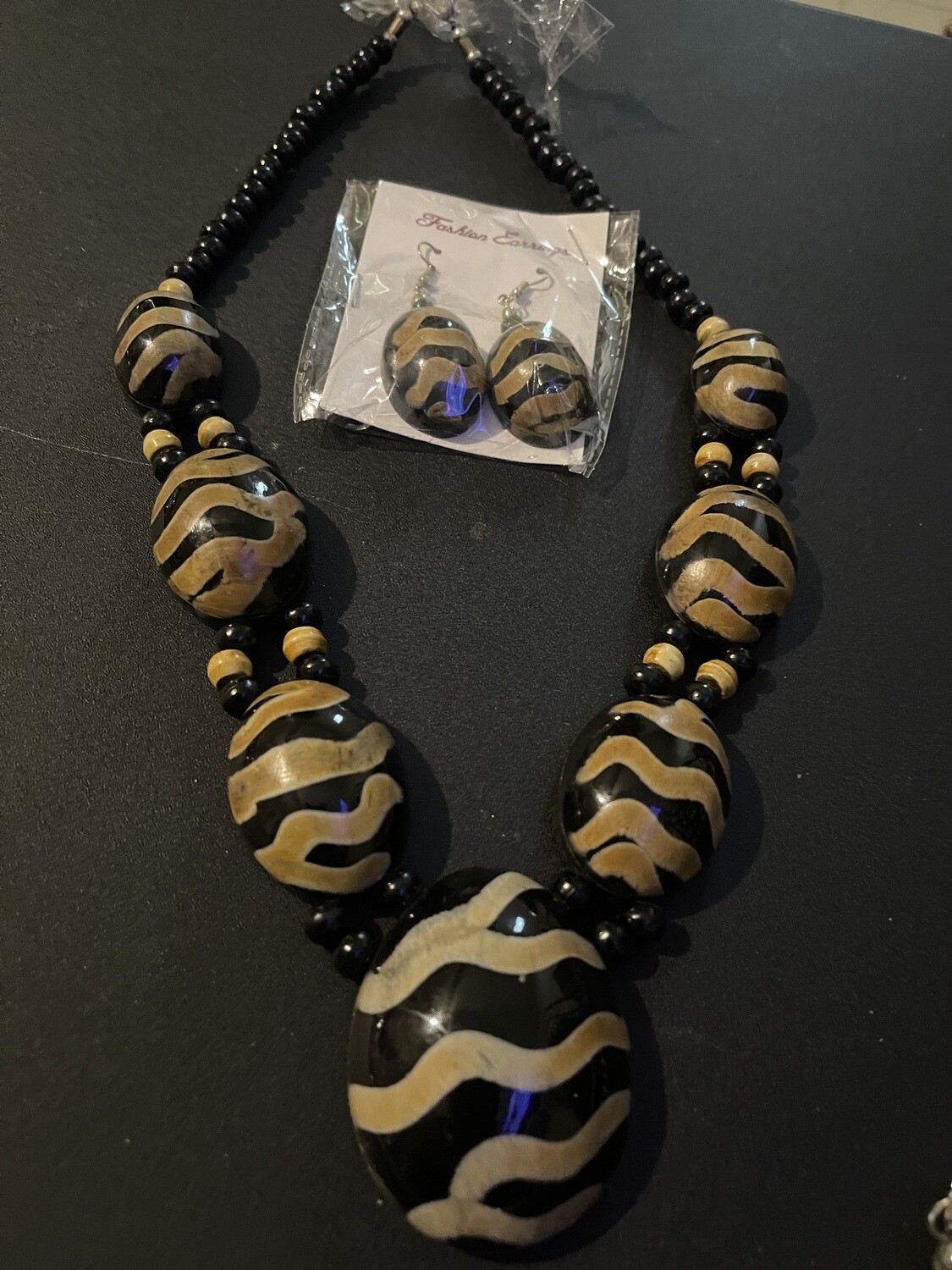 Massive Spotted Horn Necklace &amp; Earrings