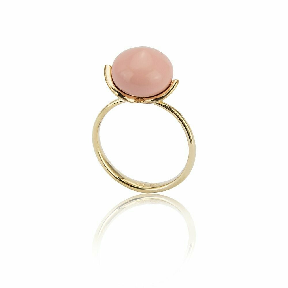 dolce Ring "medium" 925/- Koralle Engelshaut rec., Plattierung: gelbgoldplattiert