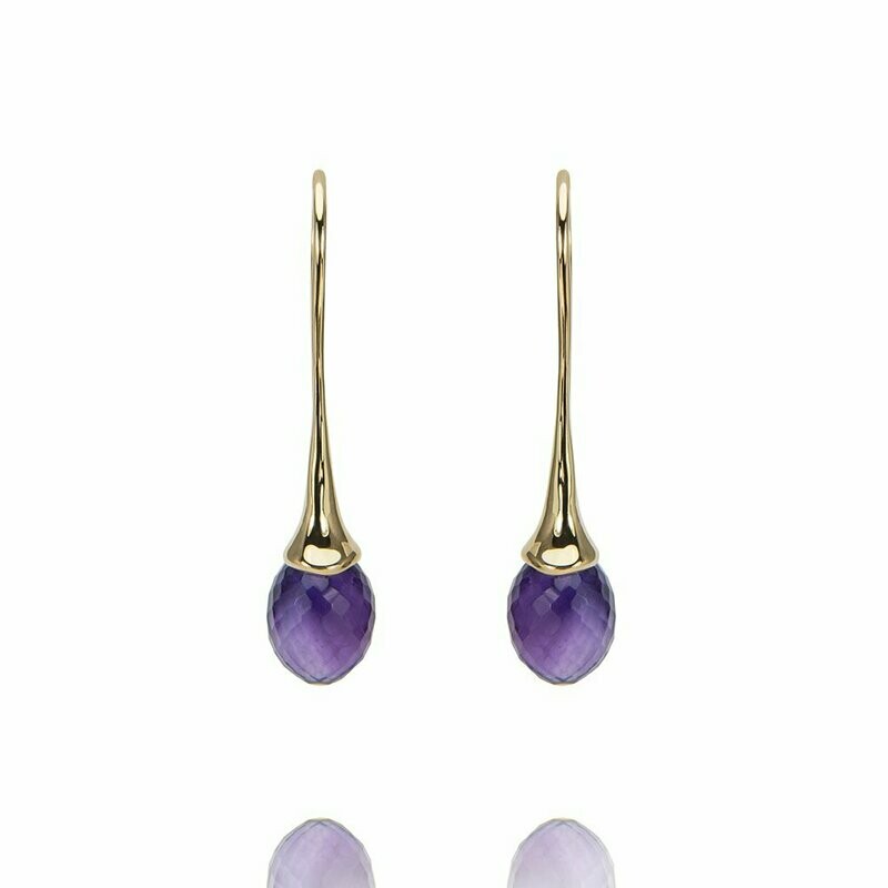 Olivia Ohrhaken 925/- Amethyst, Plattierung: gelbgoldplattiert