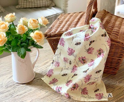 Bee and Flower Custard Tea-Towel