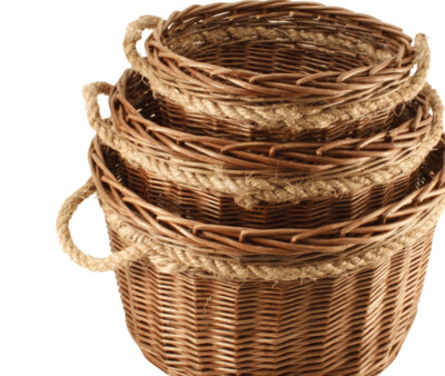 Round Willow Log Baskets