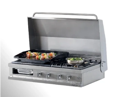Open’Cook Integrated Gas Plancha With 5kW Burner Hob & Lid