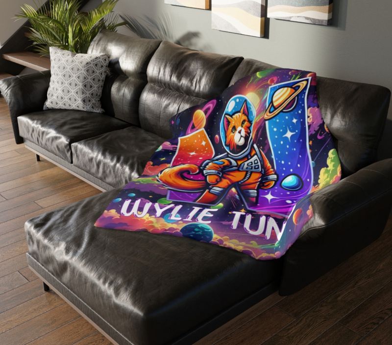 Wylie Tunes: Space Cats Velveteen Microfiber 30x40