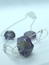 handmade amethyst glass emubead necklace