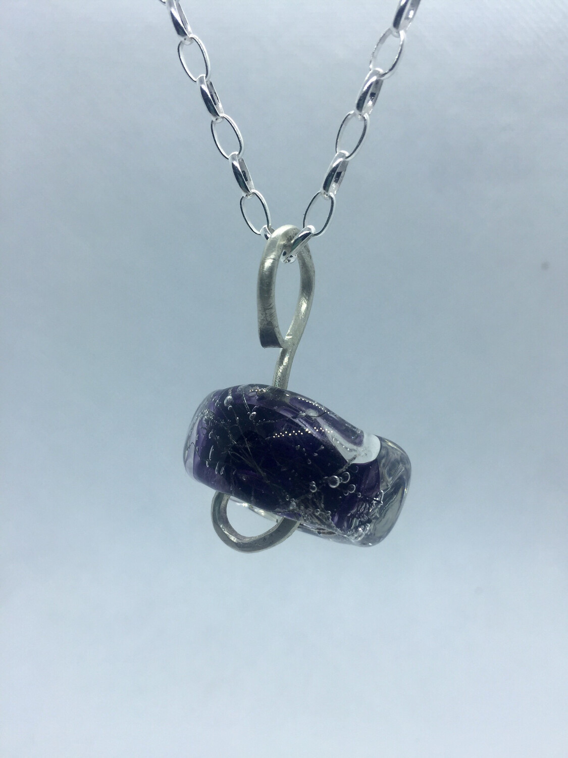 purple handmade lamp work glass bead pendant