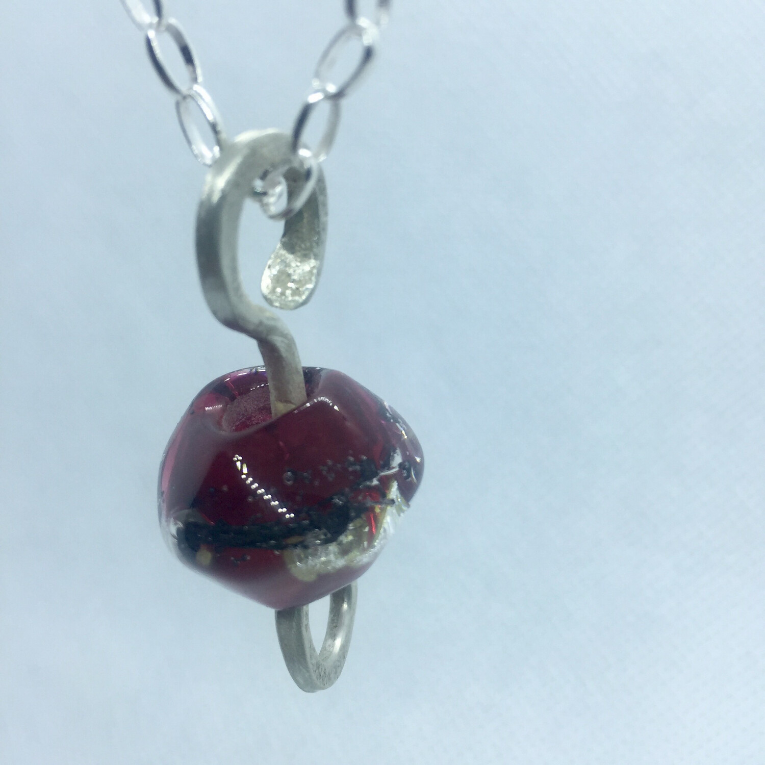 red handmade lampwork glass bead pendant