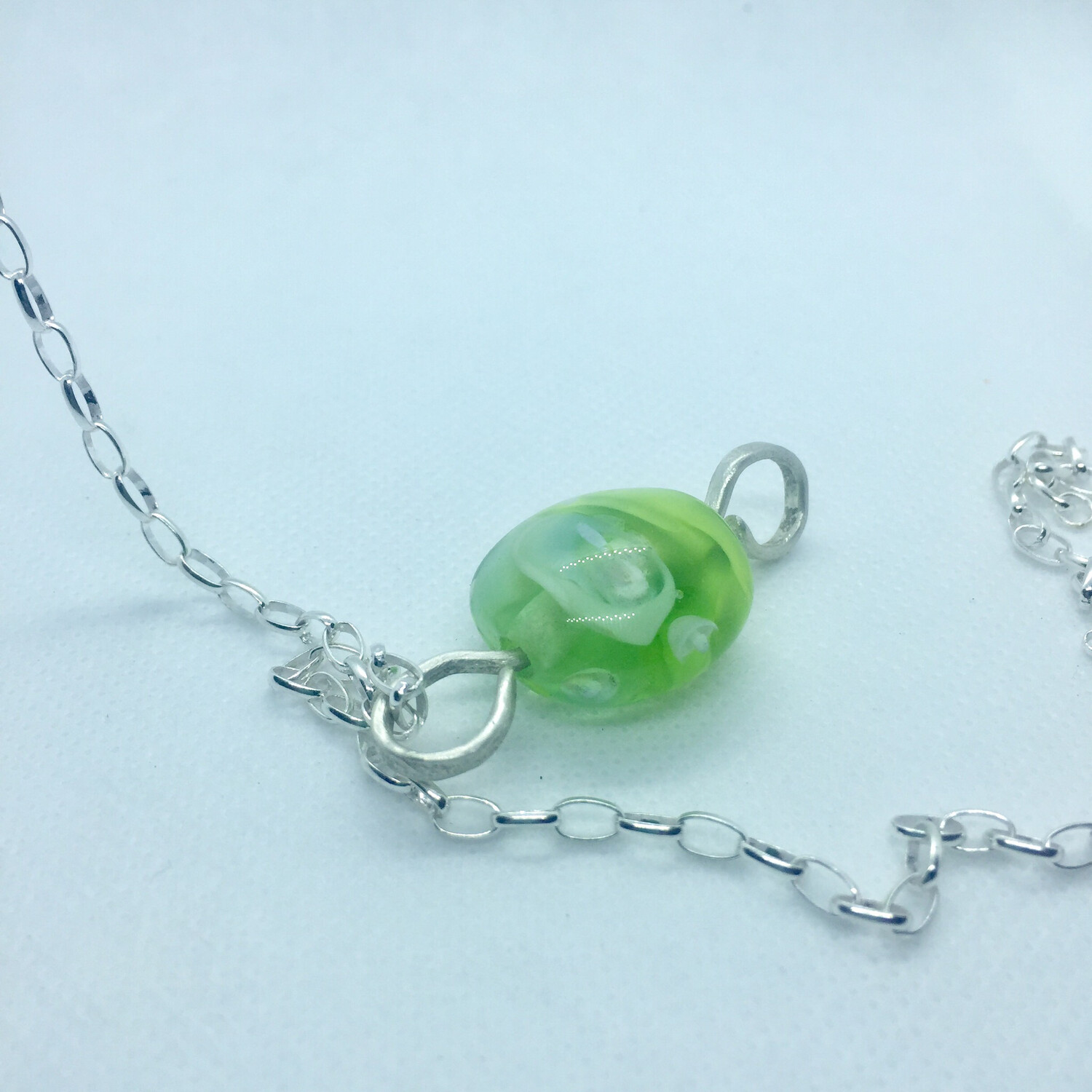 green handmade lampwork glass bead pendant