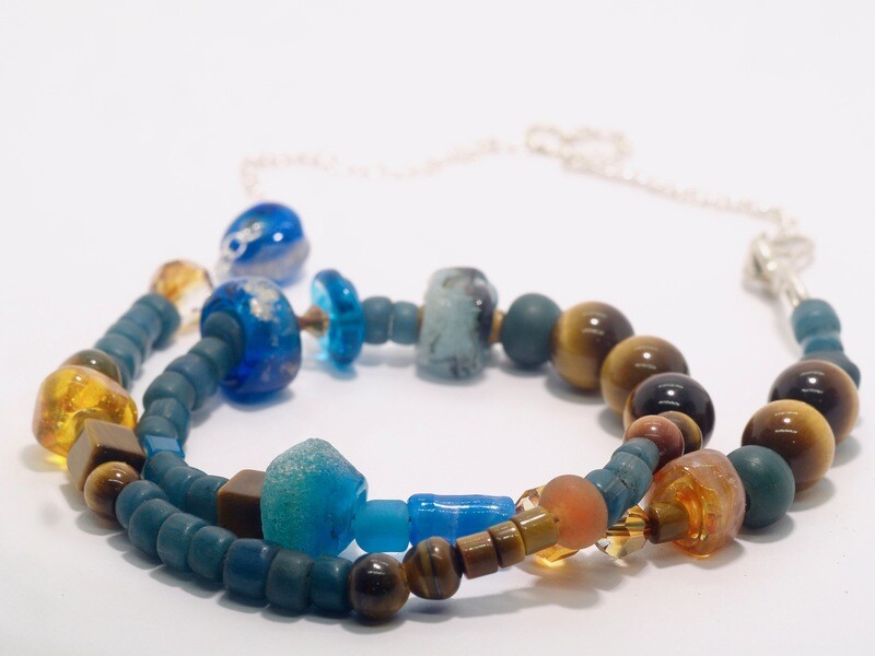 tiger eye and turquoise necklace