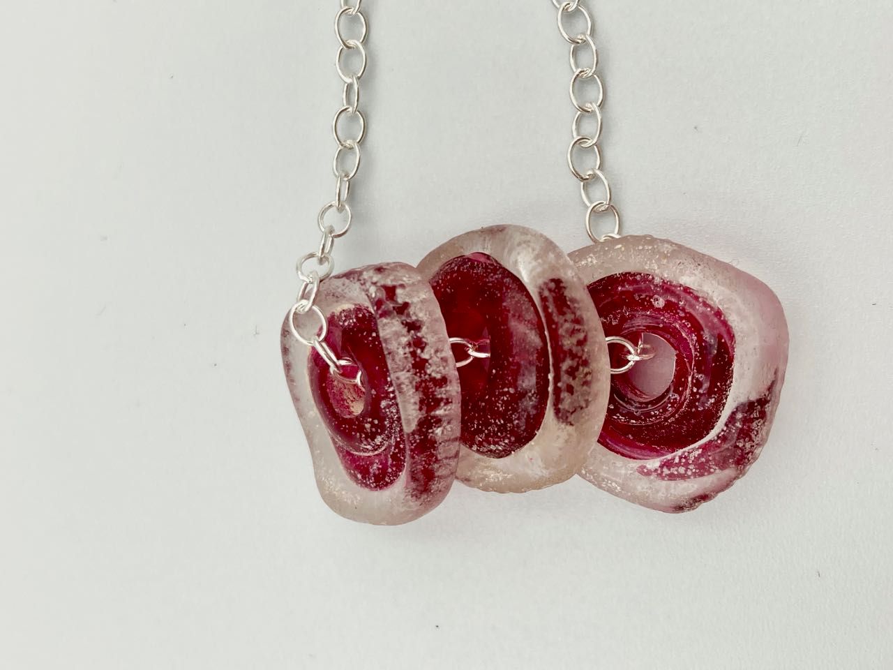 3 deep 3 deep "pink" frosted emubeads on chain