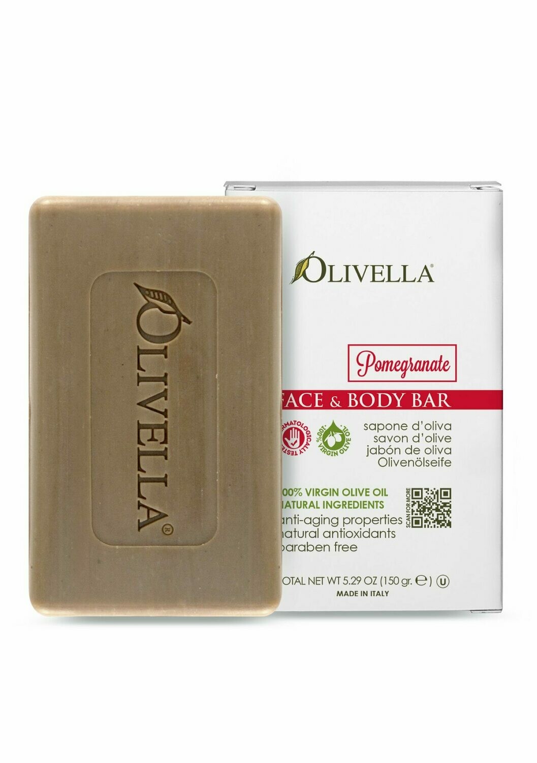 OLIVELLA FACE & BODY BAR SOAP POMEGRANATE OLIVELLA FACE & BODY BAR SOAP POMEGRANATE