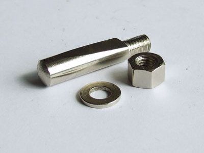 Kurbelkeil mit Fläche Gewinde d6.5mm x 24G/&quot; d9 x 42mm Stahl vernickelt mit Sechskantmutter, Scheibe
