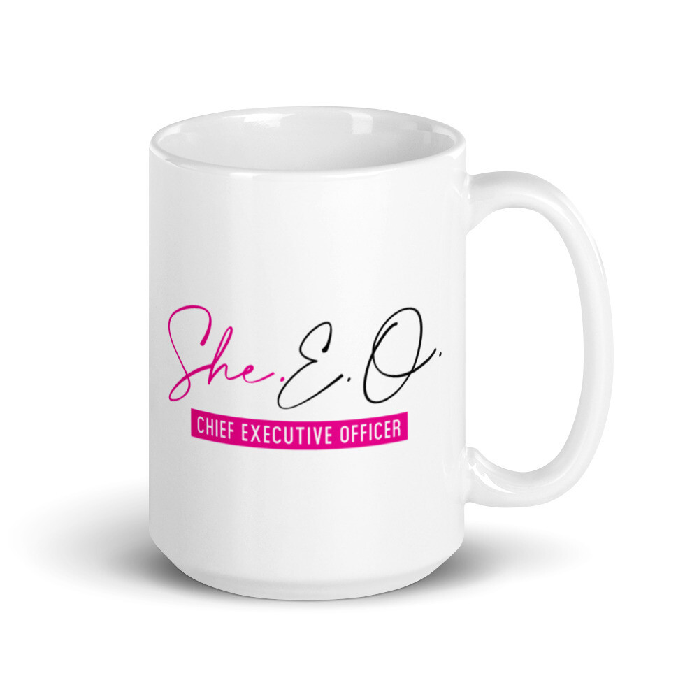 SHE.E.O - White glossy mug