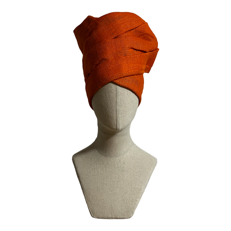 CHABINE turban toile de jute orange
