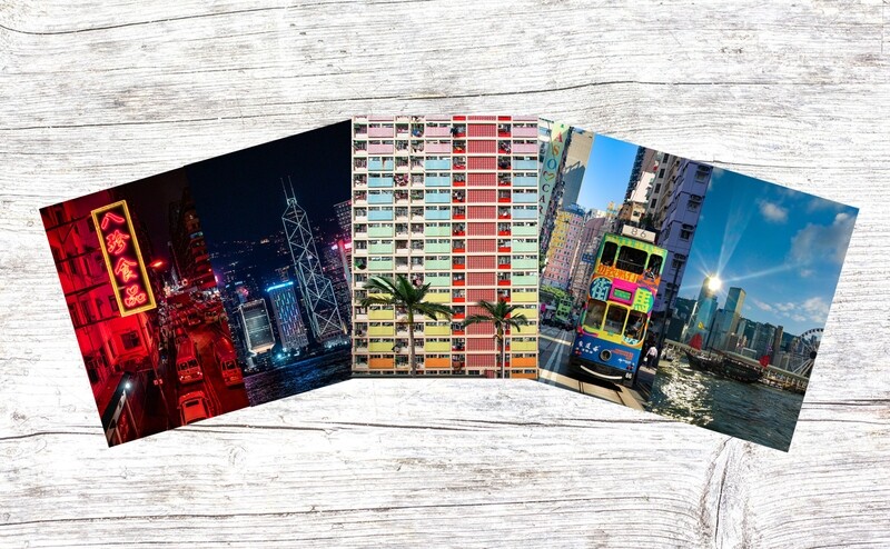 (Sights of Hong Kong) A Set of 5 Blank Greeting Card Pack
