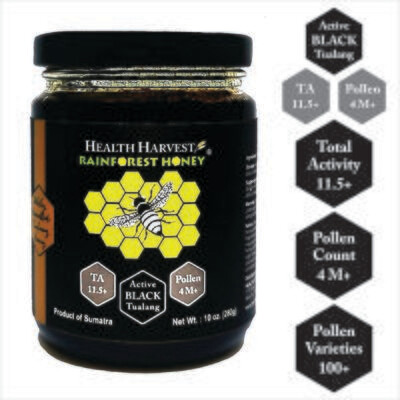 [B3} Tualang Black Honey 10oz/280g (Pollen 4.0M+, TA 11.5+) Intense for Preservation, Wild-ripening on 250ft Treetop, Raw, Unpasteurised, Unfiltered
