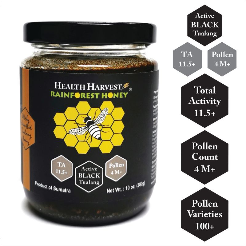 [B4] TUALANG BLACK HONEY 10oz/280g (TA 11.5+, Pollen Count 4.0M+, Pollen Varieties 100+)  Intense for Women Preservation