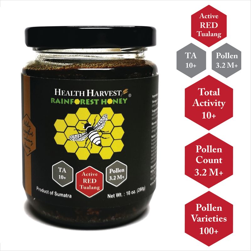 [B5] TUALANG RED HONEY 10oz/280g (TA 10+, Pollen Count 3.2M+, Pollen Varieties 100+)  Moderate for Health Maintenance