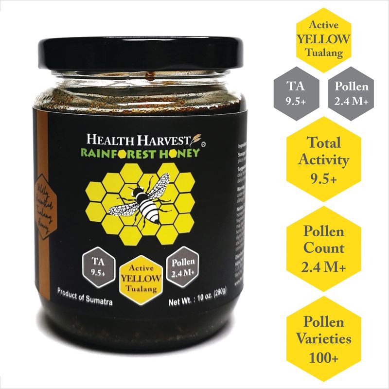 [B6] TUALANG YELLOW HONEY 10oz/280g (TA 9.5+, Pollen Count 2.4M+, Pollen Varieties 100+)  Mild for Kids Growth