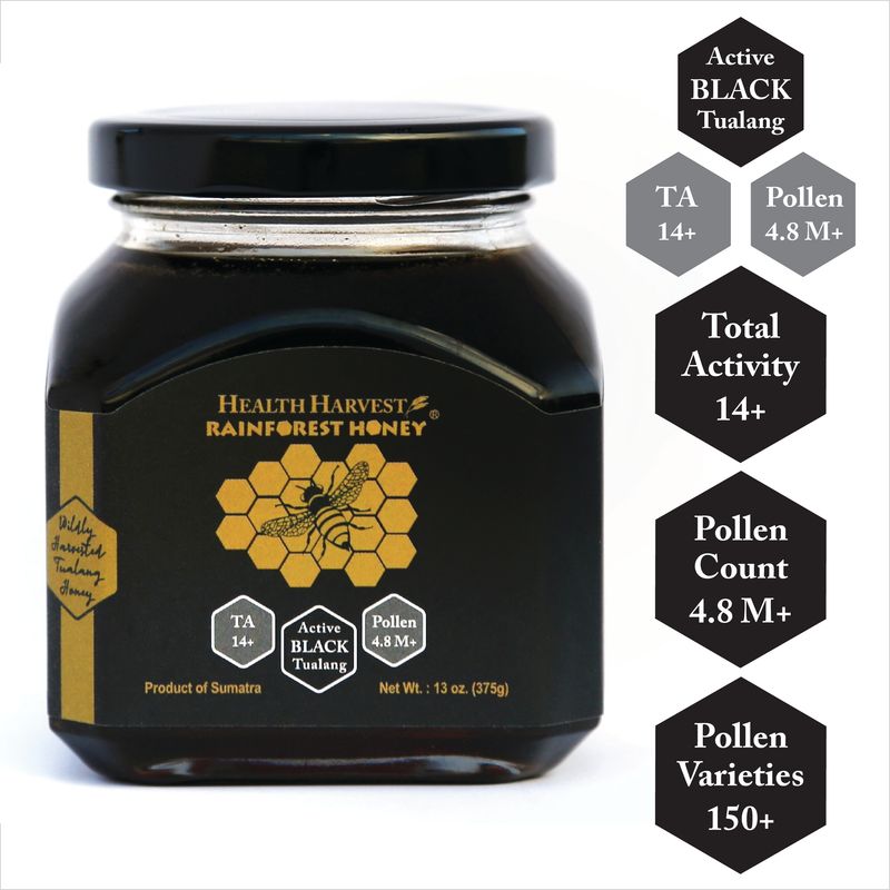 [B3] PREMIUM TUALANG BLACK HONEY 13oz/375g (TA 14+, Pollen Count 4.8M+, Pollen Varieties 150+) Intense for Men Preservation