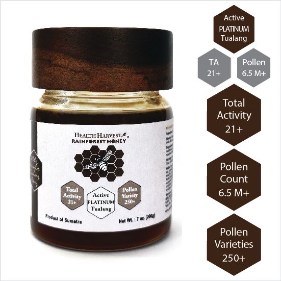 [B1] PREMIUM TUALANG PLATINUM HONEY 7oz/200g (TA 21+, Pollen Count 6.5M+, Pollen Varieties 250+) Rich in Propolis &amp; Pollen