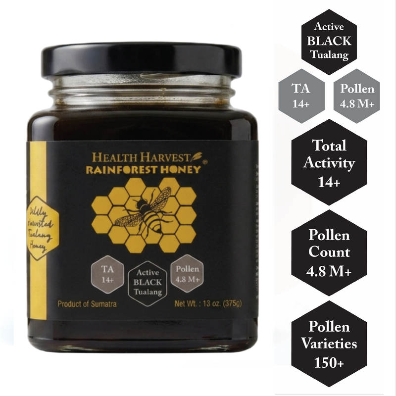 [B3] PREMIUM TUALANG BLACK HONEY 13oz/375g (TA 14+, Pollen Count 4.8M+, Pollen Varieties 150+) Intense for Men Preservation