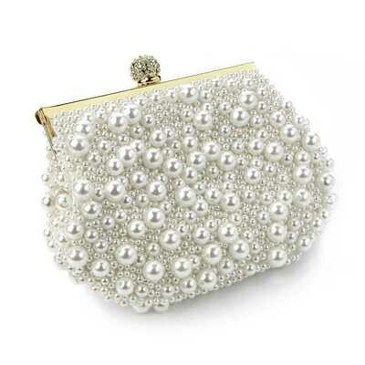 Gold & cream pearl colour bead crystal clutch bag Gold & cream pearl colour bead crystal clutch bag