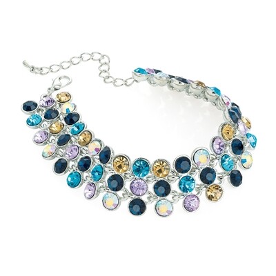 Rhodium colour multi blue tone crystal bracelet Rhodium colour multi blue tone crystal bracelet