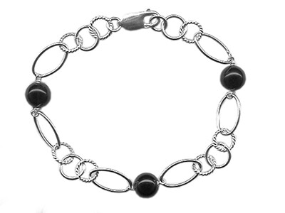 Silver & Onyx Handmade Bracelet 7.5 Silver & Onyx Handmade Bracelet 7.5