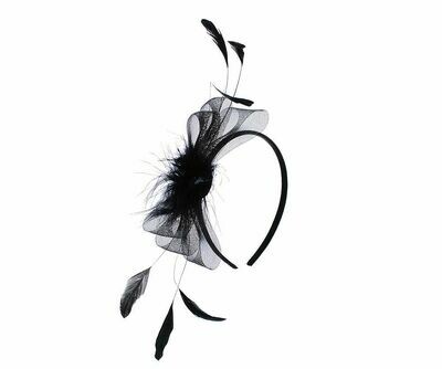 Black fur and feather fascinator headband Black fur and feather fascinator headband