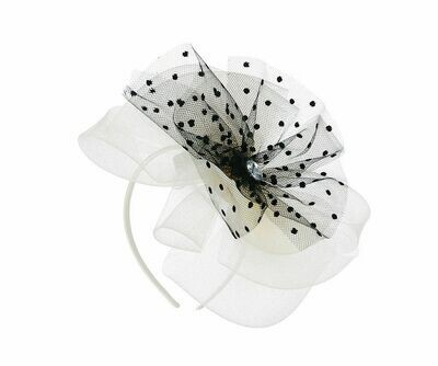 Beige large floral and net Fascinator headband Beige large floral and net Fascinator headband
