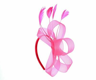 Fuchsia bow and feather fascinator headband Fuchsia bow and feather fascinator headband