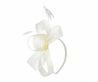 Beige bow and feather fascinator headband Beige bow and feather fascinator headband