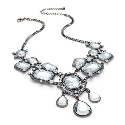 Hematite grey colour crystal bead chain necklace Hematite grey colour crystal bead chain necklace