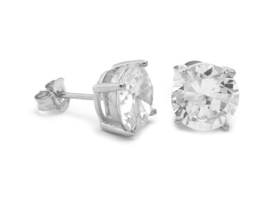 Silver Round Cubic Zirconia Stud Earrings Silver Round Cubic Zirconia Stud Earrings