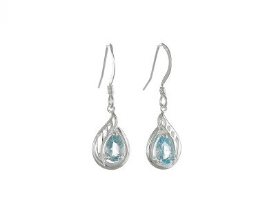 Silver Genuine Blue Topaz Dropper Earrings Silver Genuine Blue Topaz Dropper Earrings