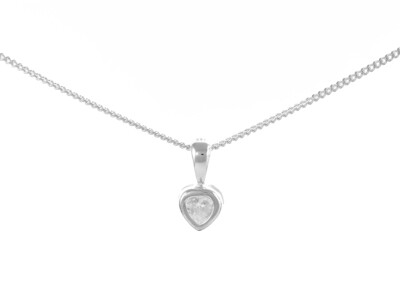 Silver White Heart Cubic Zirconia Necklace Silver White Heart Cubic Zirconia Necklace
