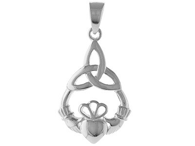 Silver Claddagh Pendant with 18 Silver Claddagh Pendant with 18